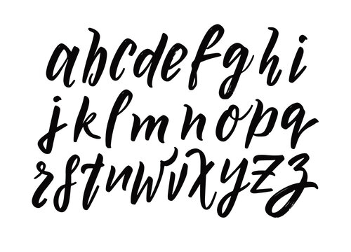 Lettering script font. Hand drawn black color modern calligraphy type.