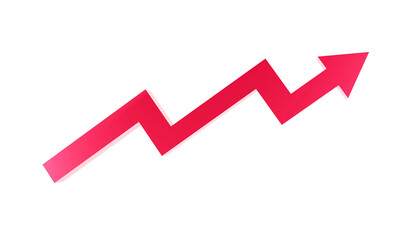 The math arrow symbol represents growth and progress. red on white background isolated Graph concepts showing organizational progress and business prosperity. Finance and investment 3D rendering.