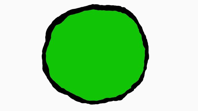 Membrane forming around cell. Protective membrane black outline forms around circular shape, drug molecule. 2d hand drawn pen and ink style flat simple colors . 2d line art animation on white