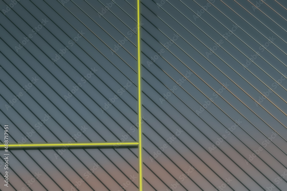 Poster Abstract blue lines texture wallpaper. Roofing and web design concept. 3D Rendering.