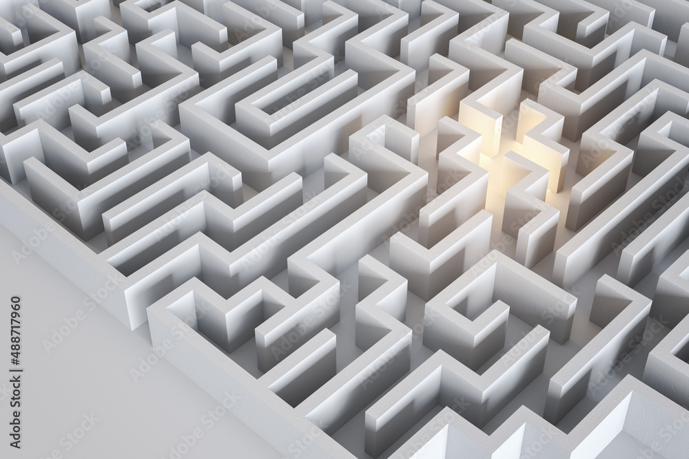 Aufkleber abstract labyrinth wallpaper. maze and solution, way out concept. 3d rendering.