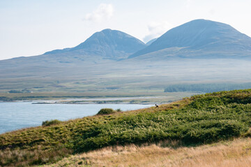 View of paps of Jura iconic hills on the island of Jura in the Inner Hebrides. Photo taken from the...