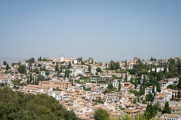Fototapeta na wymiar Urban landscape of the city of Granada in Spain, the main mosque is seen