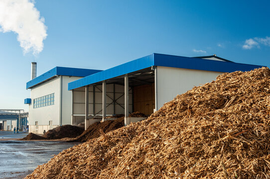 Stockage de plaquettes de bois pour chaufferie au bois avec chaudière biomasse