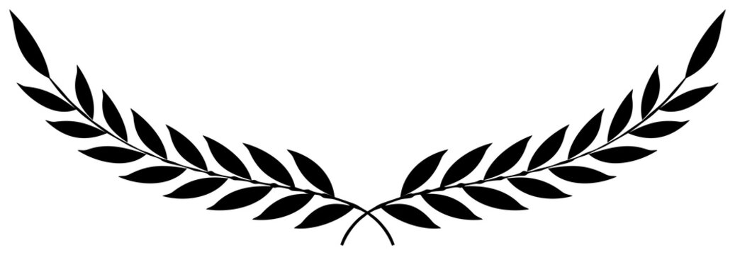 Lorbeerkranz Vektor in schwarz auf einem wei&szlig;en isolierten Hintergrund.