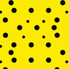 Abstract polka dot pattern. Black on yellow. Vector. yellow texture