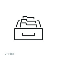 folder case archive icon, document database organization, digital document, thin line symbol, editable stroke vector illustration