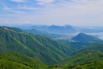 Fototapeta premium Monte Faje offering splendid views of lake Maggiore and lake Orta. Piedmont, Italy.