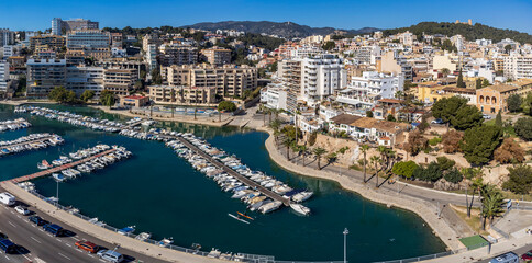 Fototapeta premium Can Barbara Dock aerial view, Palma Mallorca, Balearic Islands, Spain
