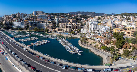 Naklejka premium Can Barbara Dock aerial view, Palma Mallorca, Balearic Islands, Spain