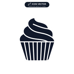 cupcake icon symbol template for graphic and web design collection logo vector illustration