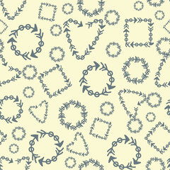 Heart and square frames vector seamless repeat pattern print background