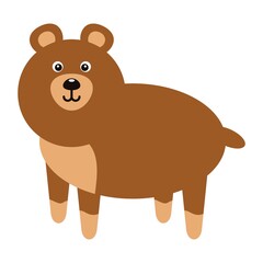 Funny fat brown bear on a white background.Vector illustration.