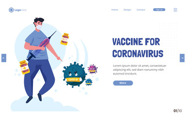 Vaccines against coronavirus flat design concept