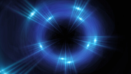 Bright abstract background with leaks. Blurred lighting tunnel. Magic portal. Vivid sphere lens