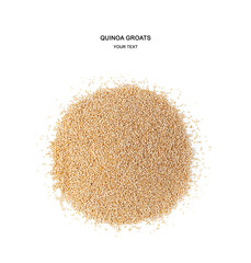 White quinoa seeds are isolated on a white background. Healthy food.