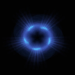 Bright abstract background with leaks. Lighting tunnel. Magic portal. Vivid sphere lens