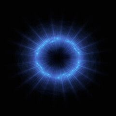 Bright abstract background with leaks. Lighting tunnel. Magic portal. Vivid sphere lens