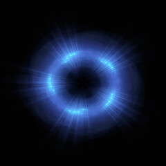 Bright abstract background with leaks. Lighting tunnel. Magic portal. Vivid sphere lens