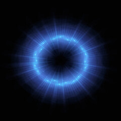 Bright abstract background with leaks. Lighting tunnel. Magic portal. Vivid sphere lens