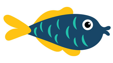 fish cartoon decorative flat design, isolated