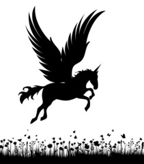pegasus silhouette on white background, isolated