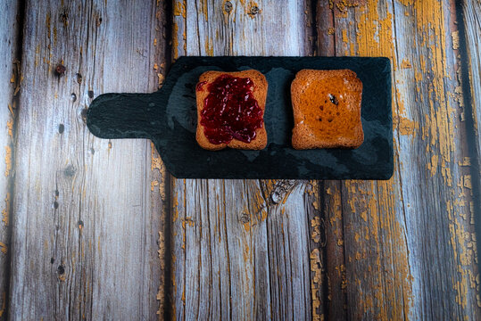 Rusks with jam and honey