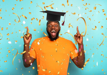 Man is happy to have achieved graduation and success in studies
