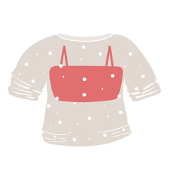 unfashionable transparent blouse, with a bright top underneath. isolated on white