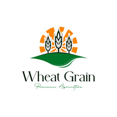 Wheat farm logo design, Agriculture illustration