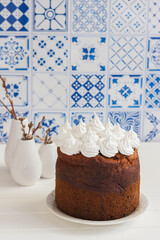 Dome shaped meringue russian traditional easter bread.