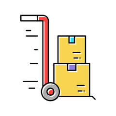 warehouse cart parcels free shipping color icon vector illustration