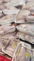 Fresh chicken meat sold in the markets