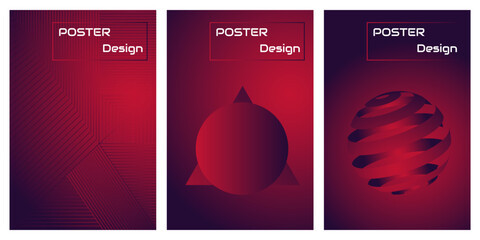 Set with abstract sci-fi posters for interior decor. Banner vector design. 