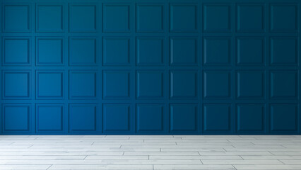 Blue square decorative wall panels concept 3d illustration