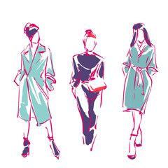 Fashion scribble art illustration, outline silhouette, contour line