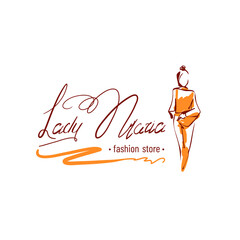 Logo Fashion scribble art illustration, outline silhouette, contour line