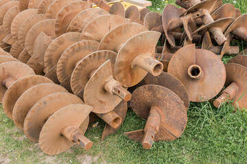 Huge heavy industrial drilling tools and drill equipment for drilling rig industry outdoor...