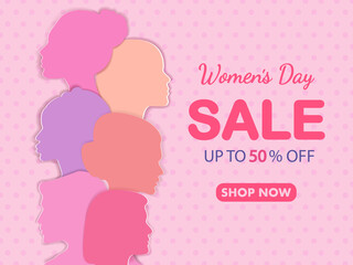 Womens Day Sale banner.Super Sale.Womens Day social media banner.Vector wallpaper, flyers, invitation, website banners, online shopping,posters, brochure. 8 March Spesial Offer.