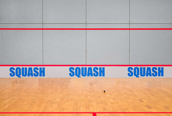 Image of a squash court. Nobody. Training room. Sport concept.