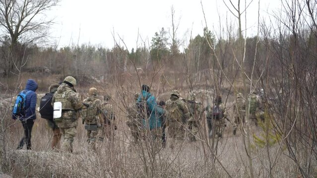 Territorial Defense Team. Ukrainian reservists train in case of Russian invasion.