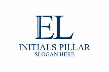 legal pillar logo, initial letter e/L. premium vector