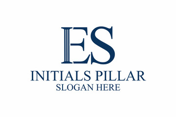 legal pillar logo, initial letter e/s. premium vector