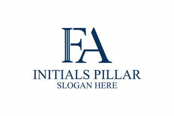 legal pillar logo, initial letter f/a. premium vector