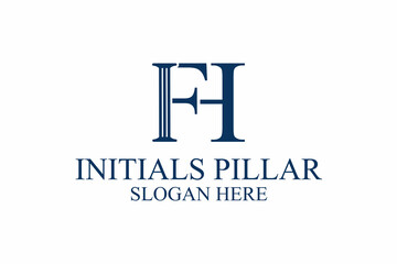legal pillar logo, initial letter f/h. premium vector