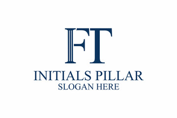 legal pillar logo, initial letter f/t. premium vector