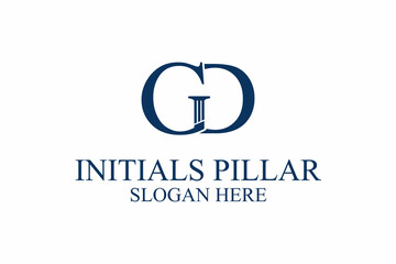 legal pillar logo, initial letter g/d. premium vector