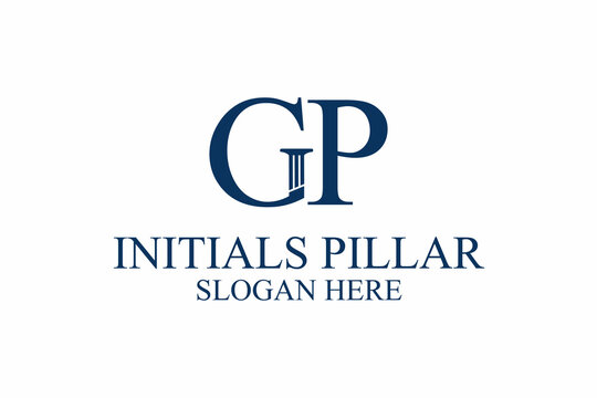 legal pillar logo, initial letter g/p. premium vector