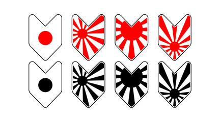 Shoshinsha Wakaba mark. Vector Japanese concept JDM symbol. Sticker shield Sun Flag symbol of Japan.
