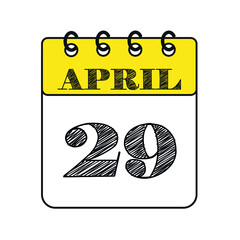 April 29 calendar icon. Vector illustration in flat style.